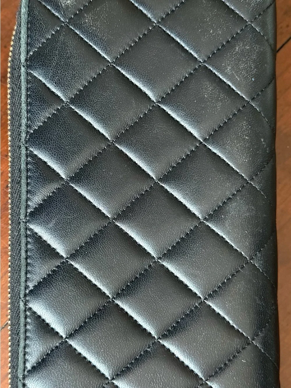 CHANEL Black Quilted Long Wallet Gold CC Logo | Authentic Designer